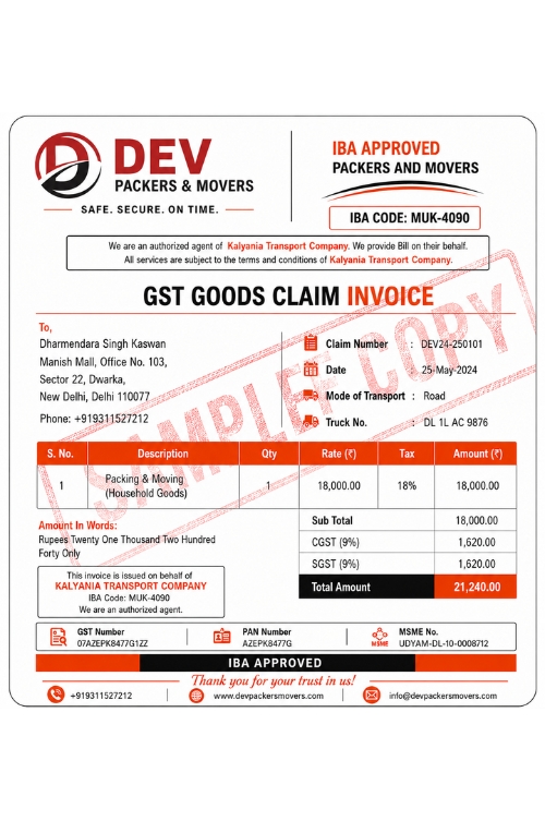Dev Packers and Movers - professional moving team and fleet