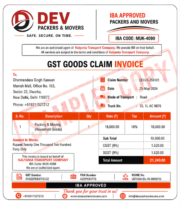 Dev Packers and Movers - professional moving team and fleet